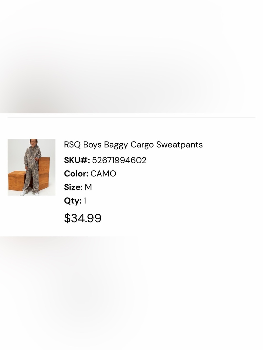 RSQ Boys Camo Baggy Cargo Sweatpants - Picture 2 of 4